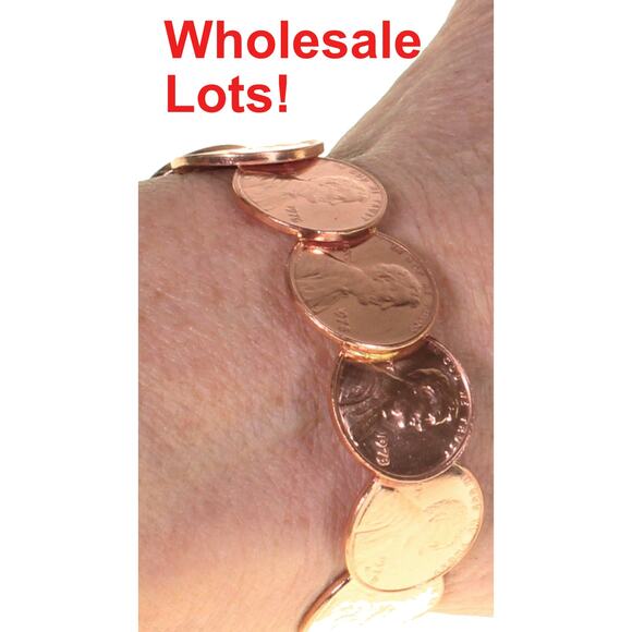 Wholesale Lot - 12 Assorted Copper Penny Bracelets - Picture 1 of 3